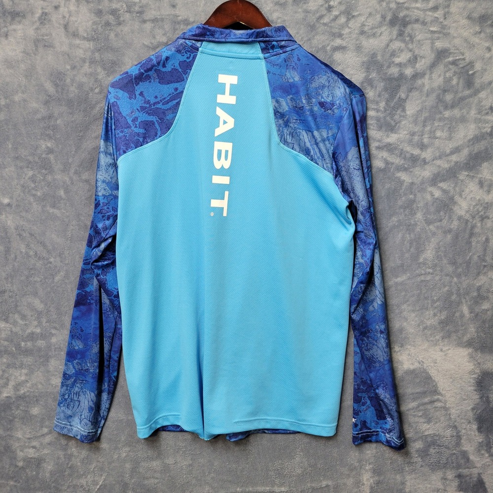 Habit Mens Medium Blue Quarter Zip‎ Long Sleeve Solar Factor Shirt - Picture 4 of 8